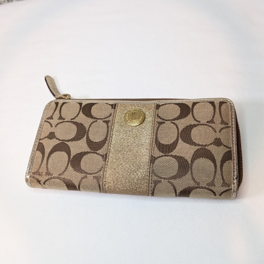 Coach Signature Accordian Long Wallet